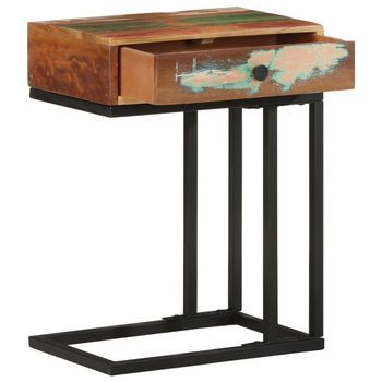 Mesa Auxiliar | Mesita Auxiliar | Mesa De Café Forma De U Madera Maciza Reciclada 45x30x61 Cm