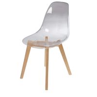 silla de comedor de policarbonato transparente y roble