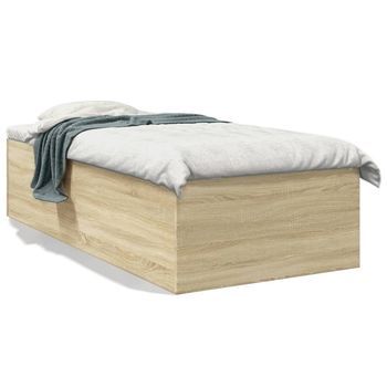 Estructura De Cama Madera De Ingeniería Roble Sonoma 75x190 Cm Vidaxl
