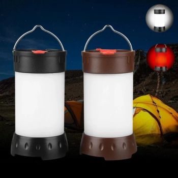 Linterna de Camping portátil magnética, blanca y roja, 5 niveles de brillo, tienda colgante, linterna de emergencia recargable por usb + batería 18650