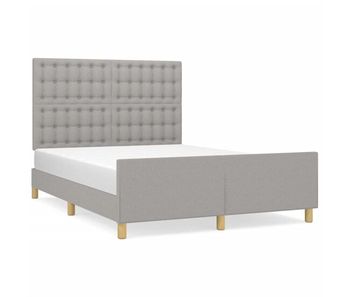 Estructura de cama con cabecero de tela gris claro 140x190 cm botones
