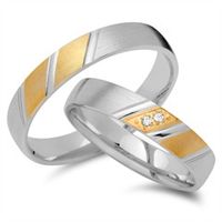 alianzas 14 quilates oro amarillo-blanco 2 diamantes