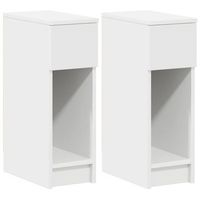 pack 2 uds mesitas de noche  mesilla de noche con cajon blanco 20x36x60 cm