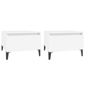 2 Uds Mesas Auxiliares | Mesita Auxiliar | Mesa De Café Madera Contrachapada Blanco 50x46x35 Cm