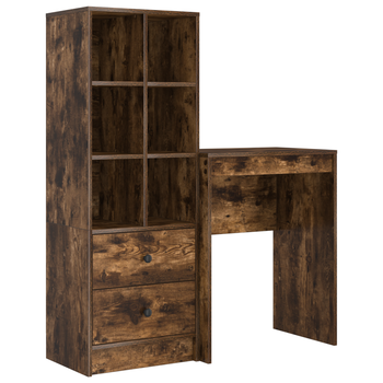 Escritorio | Mesa De Trabajo Con Cajón Con Estante 2 Piezas Roble Ahumado