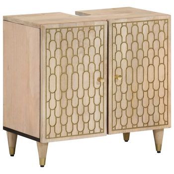 Armario De Lavabo Para Baño Madera Maciza De Mango 62x33x58 Cm Vidaxl