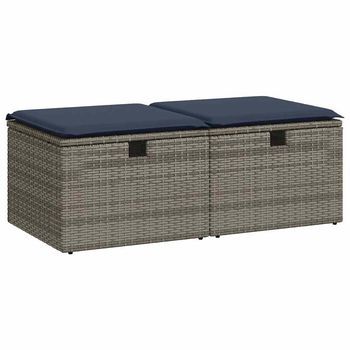 Set Sofás Jardín Y Cojines 2 Pzas Ratán Sintético Acacia Gris Cfw806719