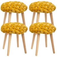 4 taburetes de tejido tricotado en mostaza atmosphera 39x39x43 cn mostaza