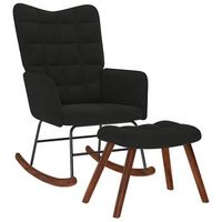 mecedora con taburete de terciopelo negro vidaxl