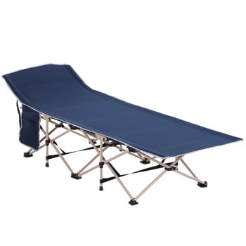 Outsunny Cama Plegable Camping con 1 Bolsillo Lateral Bolsa de Transporte y Marco de Acero Carga 150 kg 190x68x52 cm Azul   Aosom España