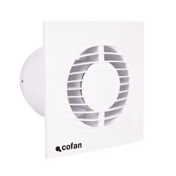 Cofan Extractor de Baño Silencioso Ø100 mm, Con Antirretorno, Panel Frontal Ultrafino, Protección IP45, Ventilación Baño