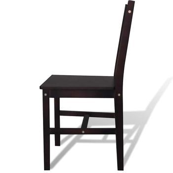Pack 2 Uds Sillas De Comedor | Silla De Cocina | Mueble De Comedor Madera De Pino Marrón Oscuro