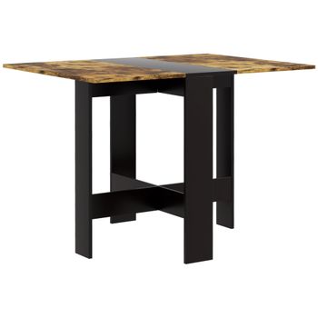 HOMCOM Mesa Plegable de Comedor Mesa de Cocina con Alas Abatibles para Espacio Pequeño 103x76x73,5 cm Negro y Marrón Rústico