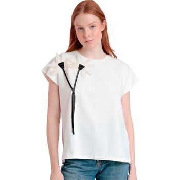 Admas Camiseta Camiseta de manga corta Flor Aplicada para mujer