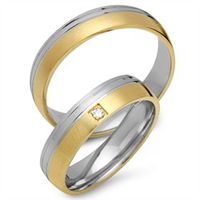 alianzas 8 quilates oro amarillo-blanco con diamante
