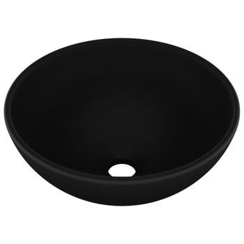 Lavabo de lujo redondo cerámica negro mate 32,5x14 cm