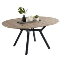 alfa mesa comedor extensible 120160 cm melamina roblenegro y patas metal - mesa de salon redonda