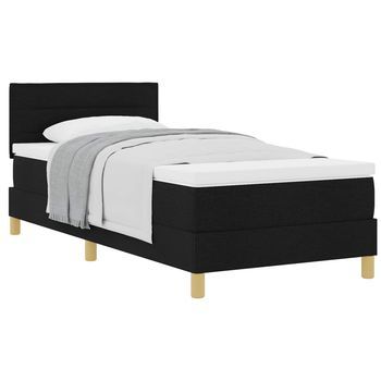 Cama Tipo Box Spring Con Cojín Manual Negro 90 X 190 Cm Tela Vidaxl