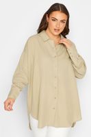 yours camisa amplia beige mezcla de lino mujer curvy y tallas grandes yours