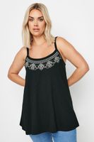 yours top algodon negro de tirantes con bordados mujer curvy y tallas grandes yours