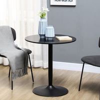 mesa de comedor de mdf acero homcom o70x75 cm negro
