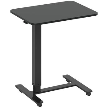 HOMCOM Mesa para Portátil Ajustable en Altura con 4 Ruedas Forma C 65 cm x 48 cm x 70-110 cm Negro