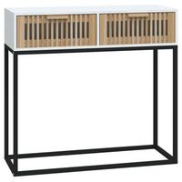 mesa consola  mesa de entrada  mesa auxiliar hierro y madera contrachapada blanco 80x30x75 cm