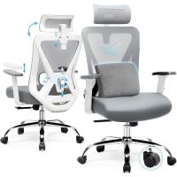 silla ergonomica gtplayer ajustable reposacabezas 3d soporte lumbar 3d reposabrazos plegables gris