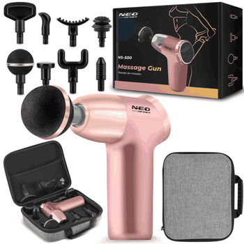 Pistola De Masaje Corporal 8 Accesorios Ns-500 Neo-sport Rosa