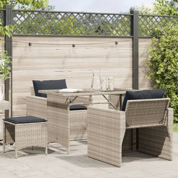 Set De Sofás De Jardín 4 Uds | Mueble Jardin Mesa Y Sillas Y Cojines Ratán Sintético Gris Cfw71368