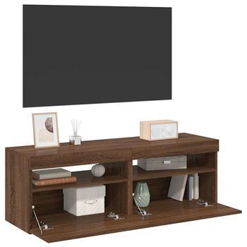 Muebles De Tv Con Luces Led 2 Uds Marrón Roble 60x35x40 Cm Vidaxl