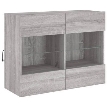 Mueble Tv - Mesa De Tv De Pared Con Luces Led Gris Sonoma 78,5x30x60,5 Cm