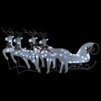 decoracion navidena de renos y trineo de jardin blanco 100 leds vidaxl