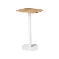 mesa de bar de jardin con base de metal 60 x 60 cm marron claro y blanco morella