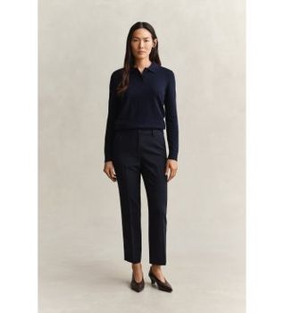 Gant para mujer. 4150363 Pantalones de vestir Slim Fit fluidos marino (34), Casual, Clásico, Poliéster