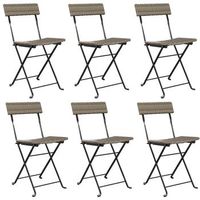 pack 6 uds sillas cafeteria plegables acero y ratan sintetico gris