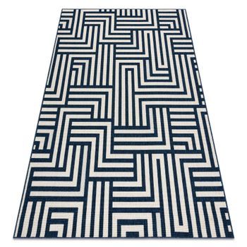 Alfombra Spring 20421994 Sisal Laberinto, Bucle - Crema / Azul 160x230 Cm