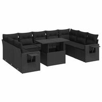 set de sofas de jardin y cojines 10 pzas ratan sintetico negro vidaxl