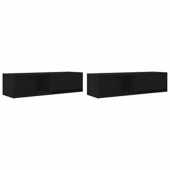Muebles De Tv 2 Uds | Mueble De Salón | Mesa De Tv Roble Negro 100x31x25,5cm Madera Ingeniería