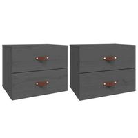 pack 2 uds mesitas de noche  mesa auxiliar  mesilla de pared gris 50x36x40 cm