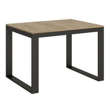 Mesa Extensible Moderna De 6 A 10 Plazas L 120 A 224 Cm Estructura De Madera Clara Y Metal Antracita Tiroz
