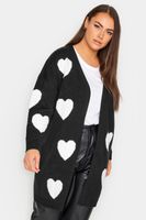 yours cardigan largo negro de corazones mujer curvy y tallas grandes yours