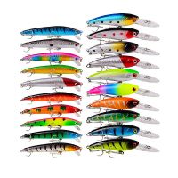 zanlure set de 20 senuelos de pesca en forma de bajo con ojos en 3d senuelos duros para agua dulce y salada pesca en e