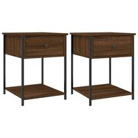 pack 2 uds mesitas noche  mesa auxiliar  mesilla madera ingenieria marron roble 44x45x58 cm