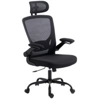 homcom silla de oficina ergonomica de malla con reposacabezas regulable negra   aosom espana