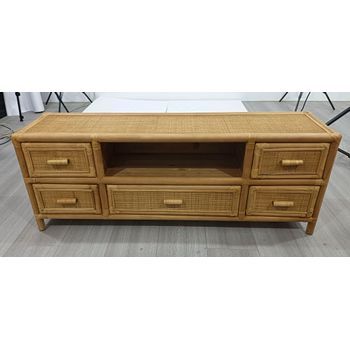 Mueble Tv Abeto Ratan 120x30x45 15,12 5 Cajones