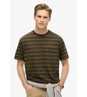 superdry para hombre m1012043a camiseta de rayas con textura y bolsillo marron xl casual algodon manga corta