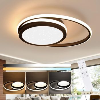 Plafón Led Moderno 2 Anillos 56w Con Estrella Y Mandos A Distancia Zmh