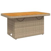 mesa de jardin  mesa de exterior ratan sintetico madera acacia beige 90x55x71 cm
