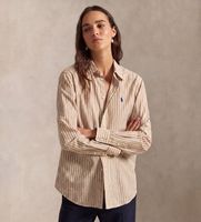 polo ralph lauren para mujer 211971514501 camisa de algodon y lino classic fit marron s casual manga larga